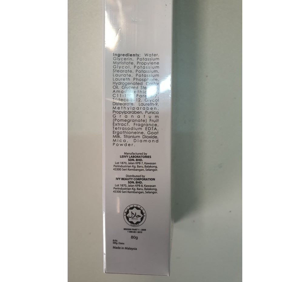 Sữa rửa mặt trắng da ivy diamond white 80g