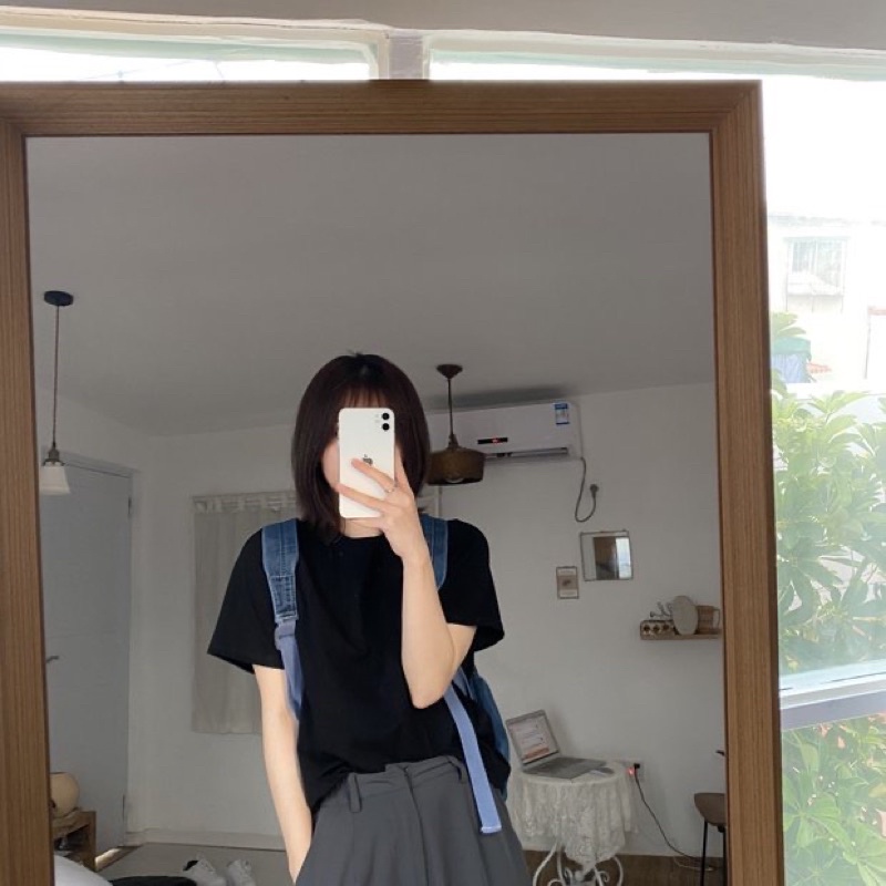 Balo màu jean trơn Basic chất Canvas mềm phong cách Ulzzang