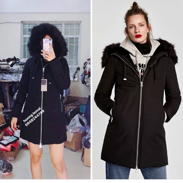 áo parka lót lông zara dáng ôm