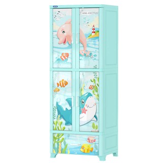 Tủ Quần Áo Nhựa Duy Tân Wing 4C-1N 70 X 50 X 185cm (Xanh Ngọc - Hình Cá)-GIAO NHANH 2H LIÊN HỆ SHOP
