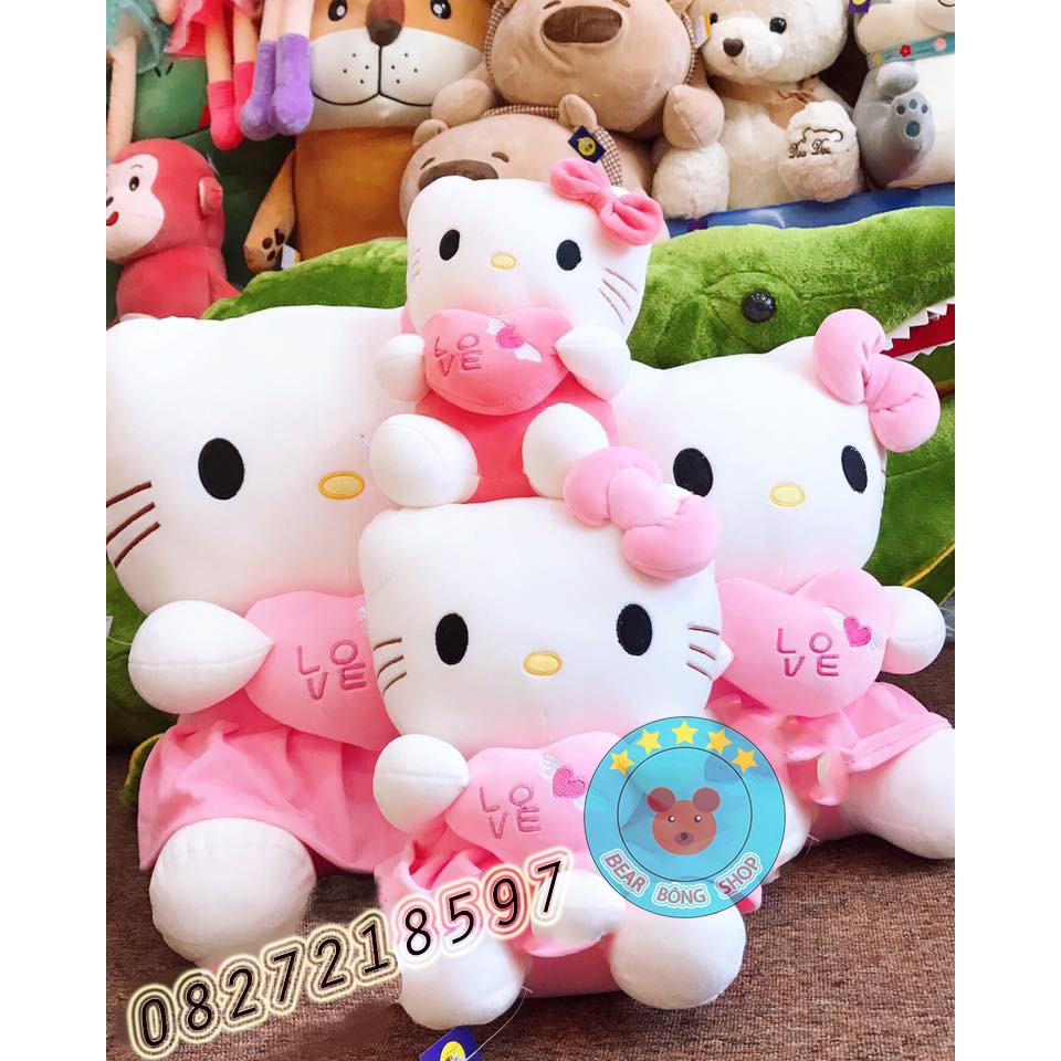 Gấu bông mèo Hello Kitty váy hồng – Thú nhồi bông – Hàng cao cấp