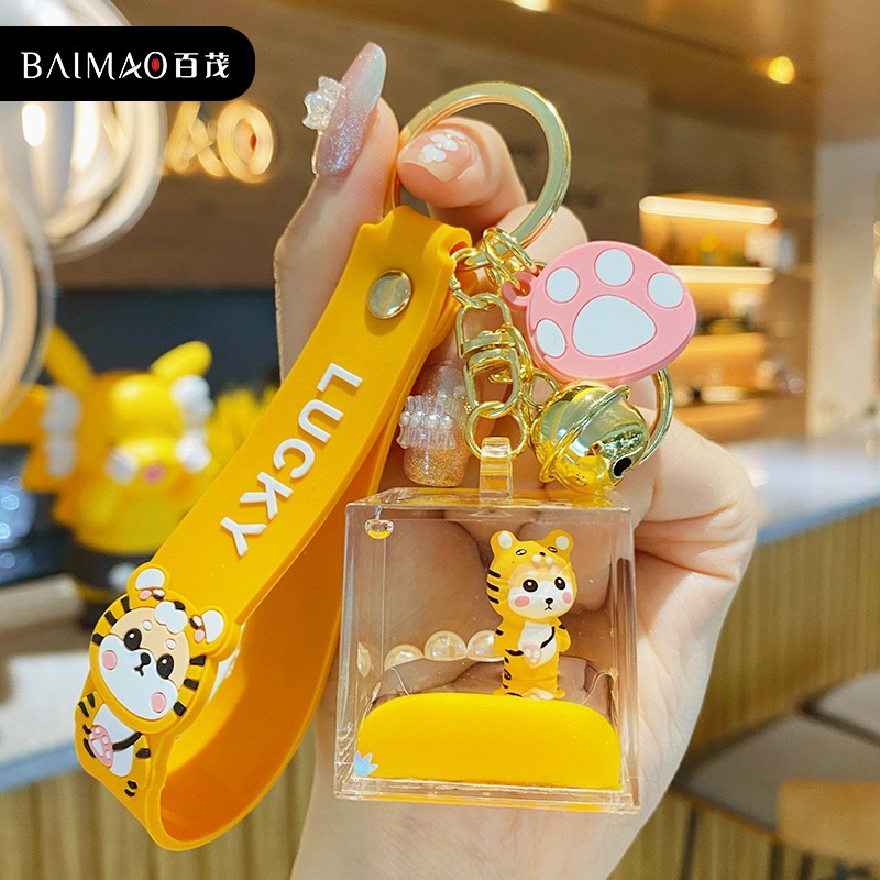 Móc Khóa cute hình vuông pha lê nhân vật hoạt hình đáng yêu, móc chìa khóa, móc túi sách thời trang