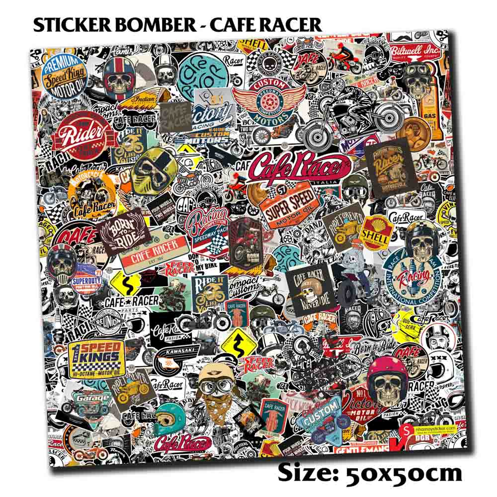 Sticker bomber hình dán nguyên tấm STICKER FACTORY  - Cafe Racer 50x50cm