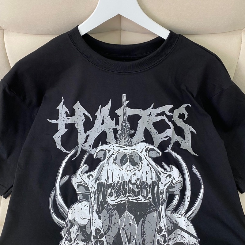 Áo Thun Tay Lỡ Unisex HADES SÓI màu ĐEN  /Nam nữ unisex/ Áo phông cổ tròn form rộng Jaystoree