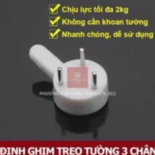 Đinh Ghim Tường 3 Chân, 4 Chân Treo Tranh Ảnh, Đồng Hồ  - Móc Treo Đồ Đóng Tường 3 Chân, 4 Chân Không Cần Khoan