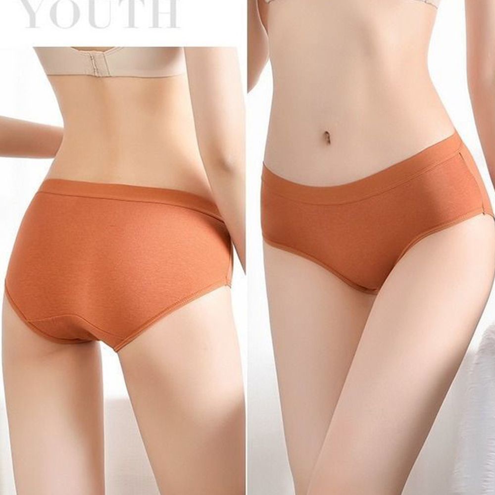 Quần lót cotton màu trơn lưng vừa thoáng khí dễ thương MIHAN1 cho nữ