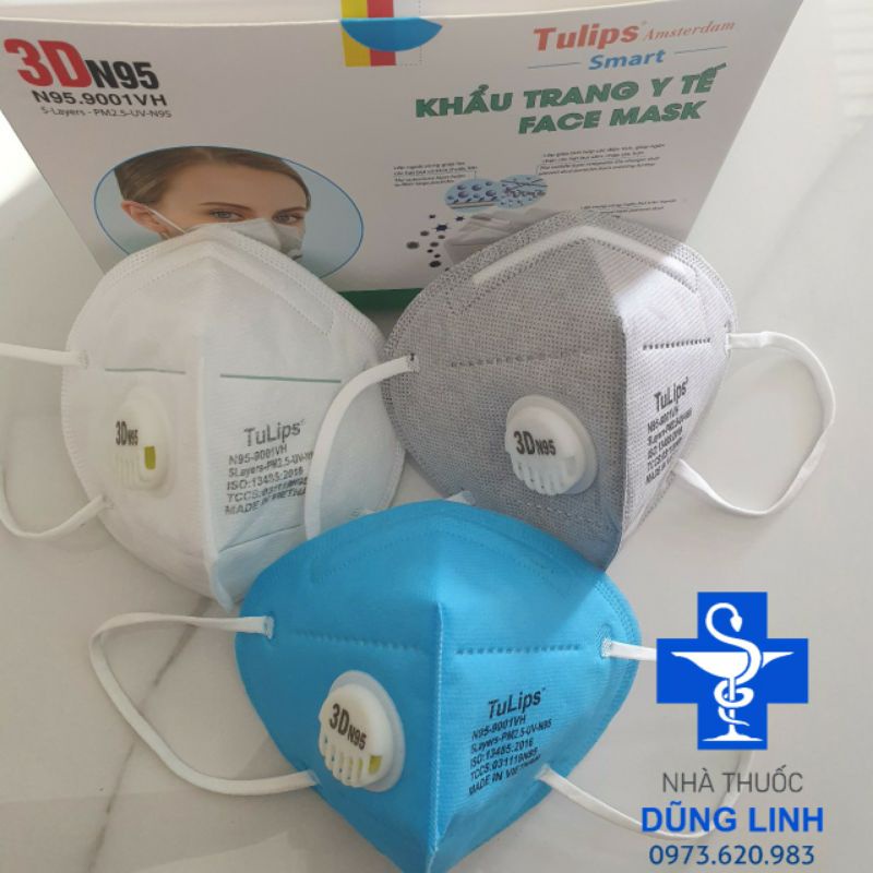 Khẩu trang 3D mask N95 có van thở Tulips công nghệ Nhật Bản chống bụi siêu mịn