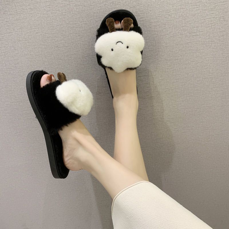 Dép Bông Đi Trong Nhà Đế Dày Giữ Ấm Cho Cặp Đôi