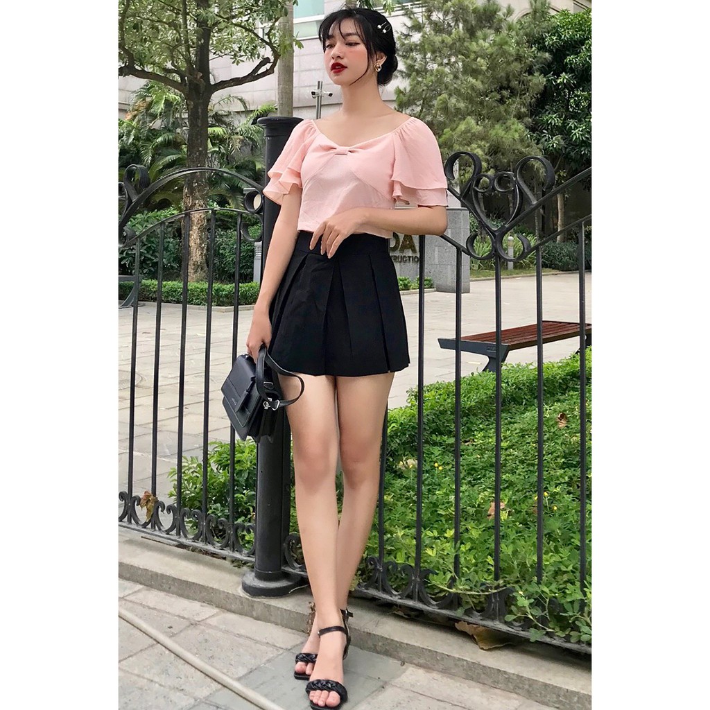 Áo sơ mi ngắn tay tay xòe 2 tầng - 92Wear