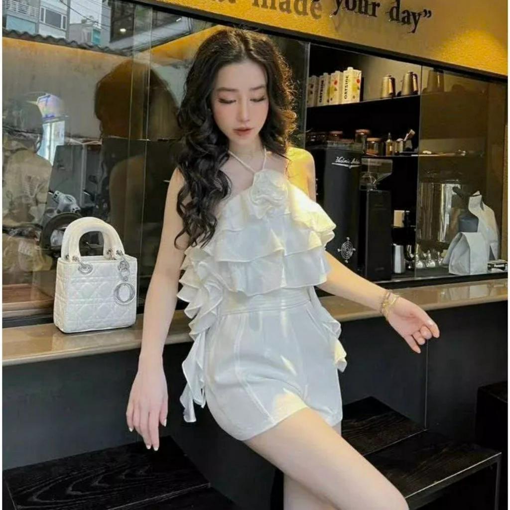 Áo kiểu nữ,Áo lụa cột cổ kết bông thời trang sành điệu hot trend