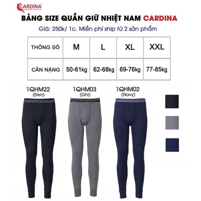 Quần giữ nhiệt nam CARDINA chất liệu cotton cao cấp công nghệ Heattech Nhật Bản