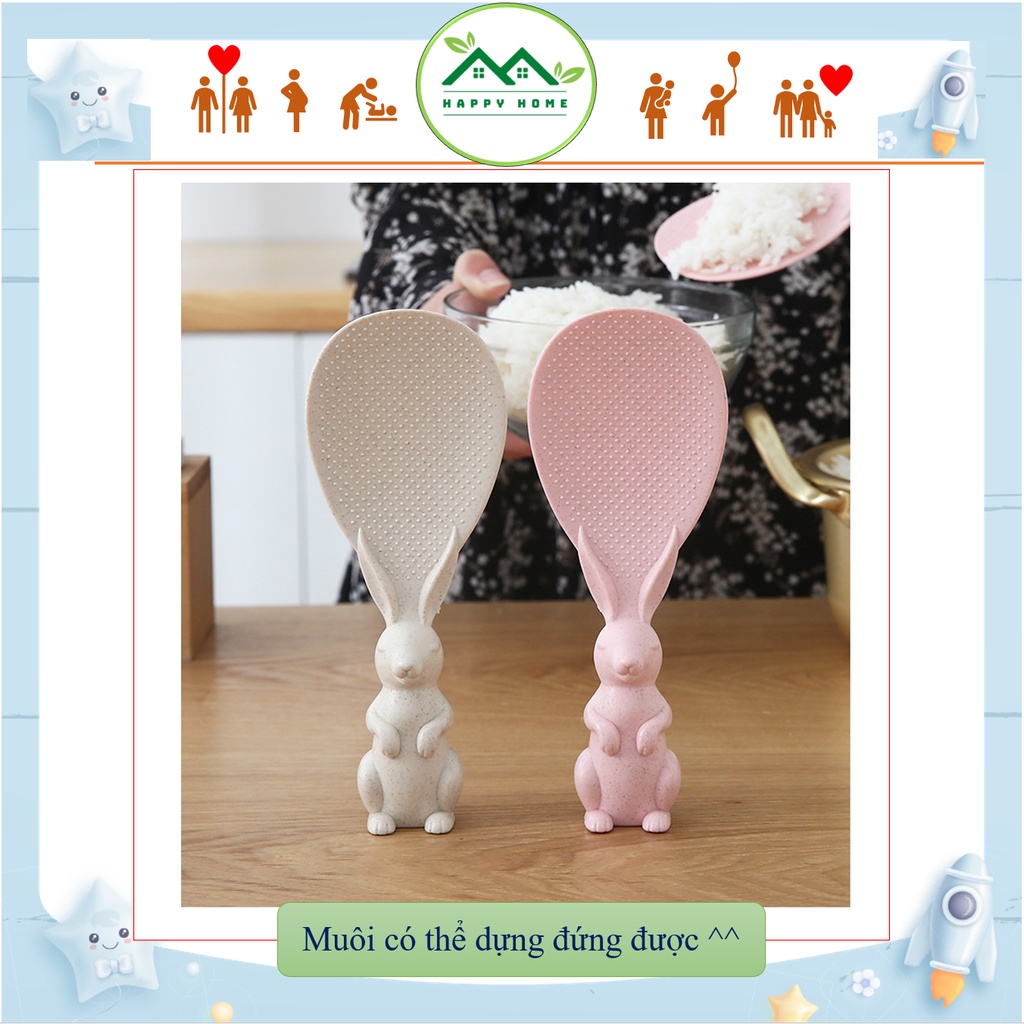 Muôi, muỗng, vá cơm chống dính hình thỏ làm từ nguyên liệu lúa mạch