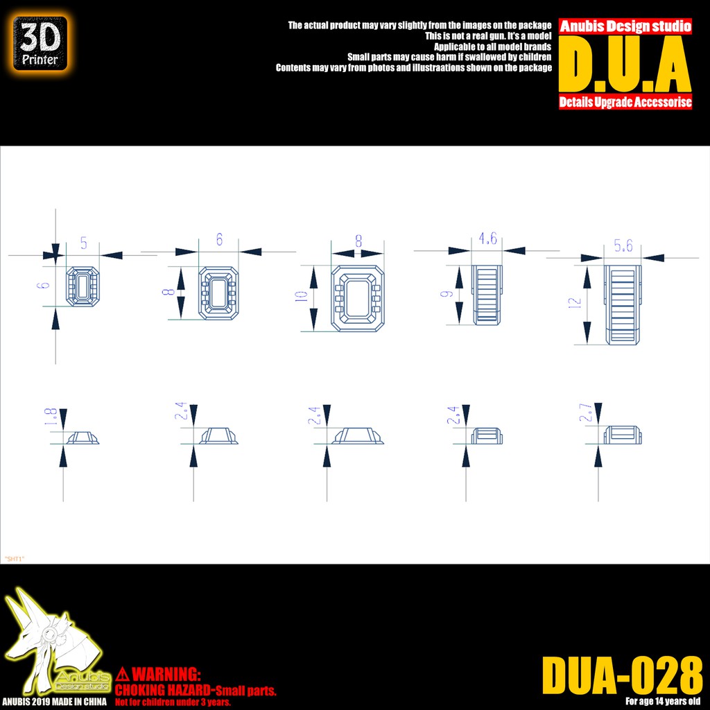 Phụ kiện mod ANUBIS - Chi tiết nhựa mô hình in 3D DUA028
