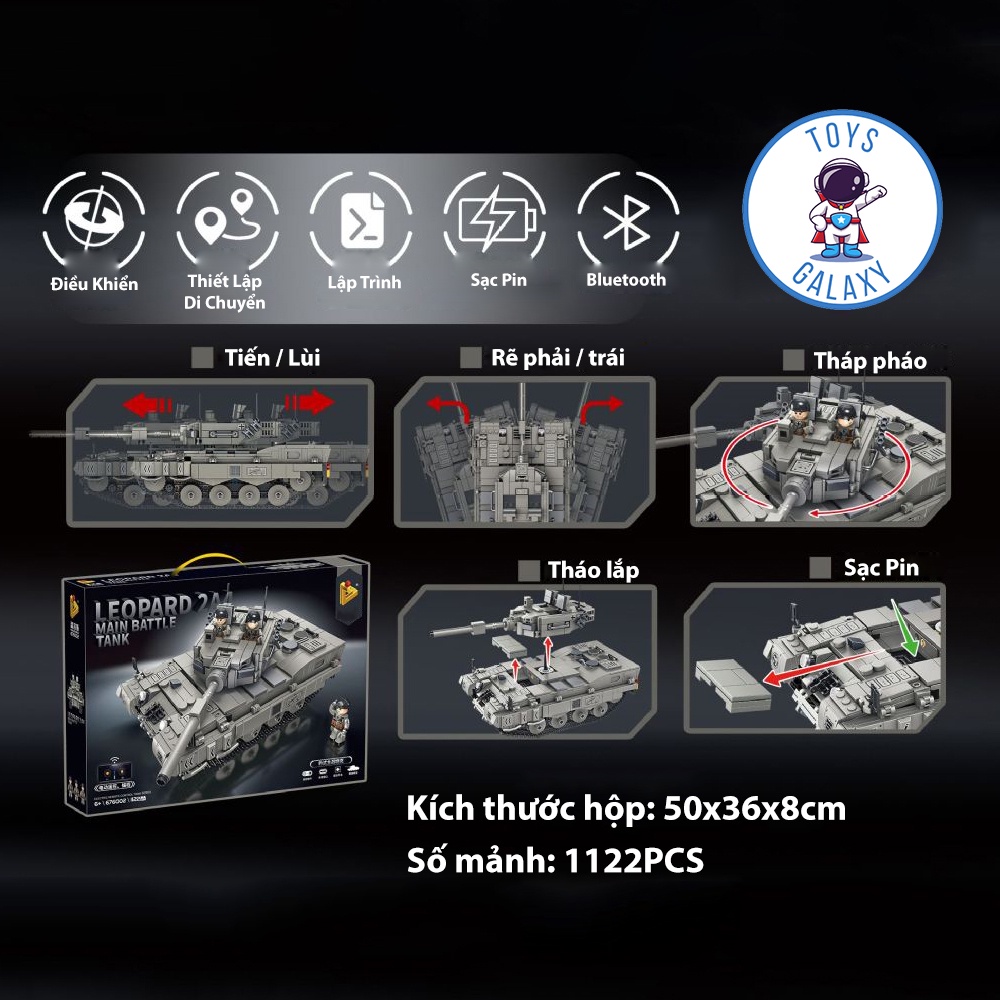 Đồ Chơi Lắp Ráp Mô Hình Điều Khiển Từ Xa RC Xe Tăng Leopard 2A4 / Tiger / Type 99 / T90 676002