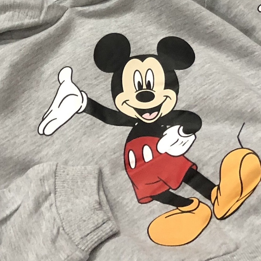 Áo nỉ bé trai - Áo nỉ hoodie MICKEY HM màu ghi cho bé trai size 1-5t