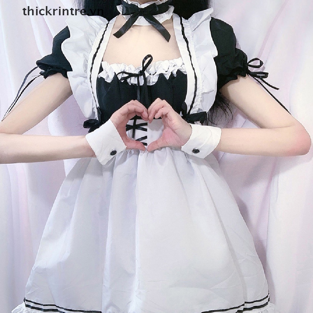 Đầm Hóa Trang Cô Hầu Gái Màu Đen Phong Cách Lolita