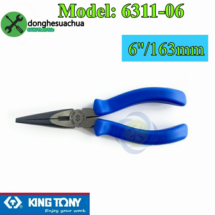 Kìm mỏ nhọn Kingtony 6311-06 dài 163mm cán xanh