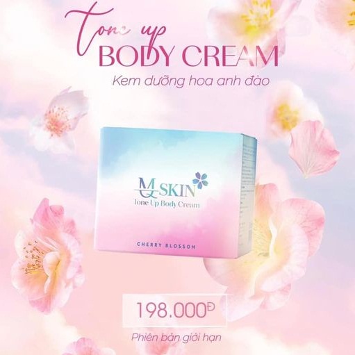 Kem body hoa anh đào MQ SKIN phiên bản giới hạn Tone Up Body Cream