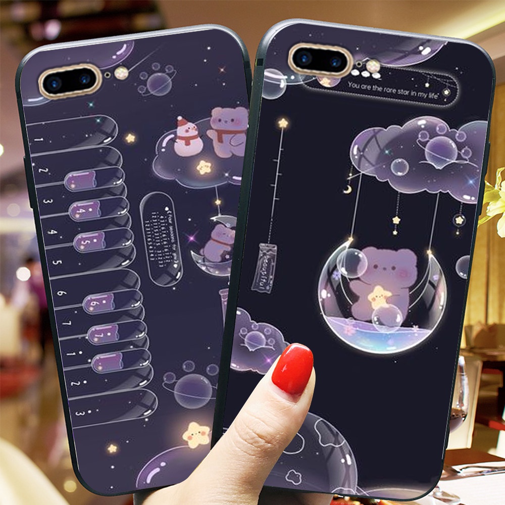 Ốp lưng điện thoại Iphone 7 Plus / 8 Plus bộ gấu tím may mắn