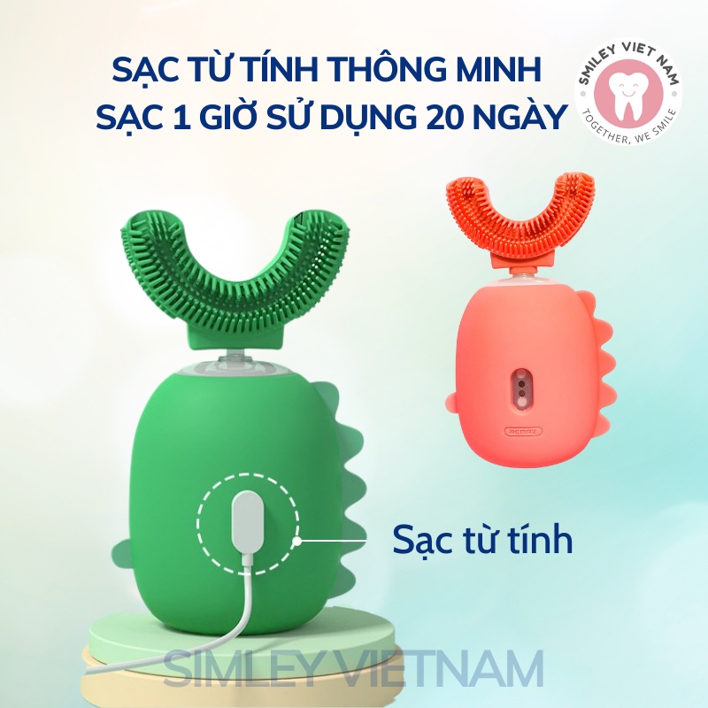 Bàn chải điện cho bé Remax U Plus, Bàn chải điện trẻ em chữ U cho bé từ 2-9 tuổi - Giúp bé vệ sinh răng miệng hiệu quả