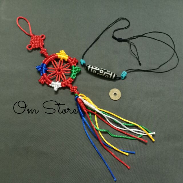 Dây treo handmade ngũ sắc bánh xe Pháp Luân Tây Tạng