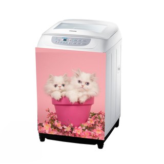 Miếng dán máy giặt hình mèo Hồng không thấm nước - decal dán máy giặt