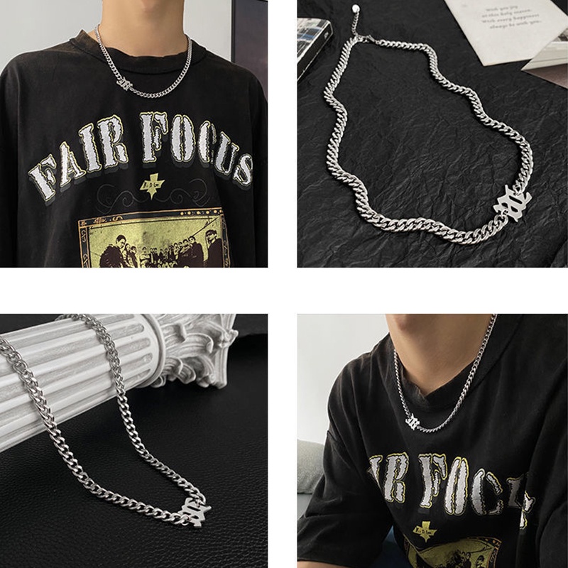 Dây chuyền mặt chữ M thiết kế đơn giản phong cách hiphop thời trang dành cho nam