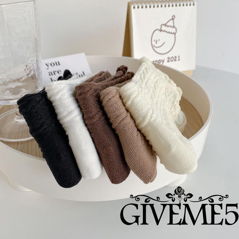 Đôi vớ cotton phối ren màu nâu thời trang thu đông dành cho nữ