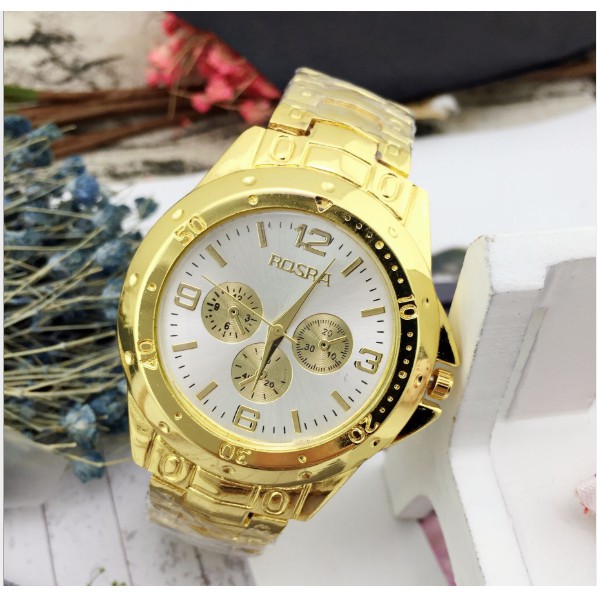 ĐỒNG HỒ CẶP ĐÔI NAM NỮ ROSRA NEW ARRIVAL VÀNG MẶT TRẮNG D307B CỰC ĐẸP | BigBuy360 - bigbuy360.vn