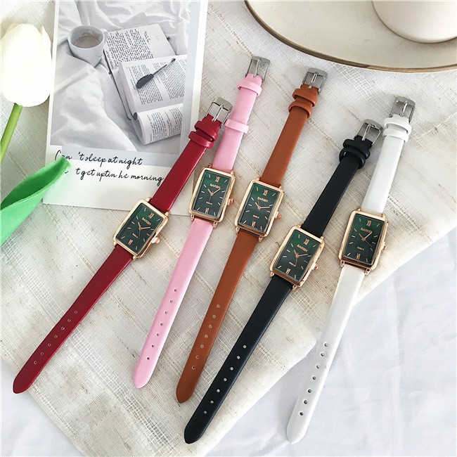 Đồng hồ nữ Ulzzang U012 măt chữ nhật dây da mềm đeo êm tay | BigBuy360 - bigbuy360.vn