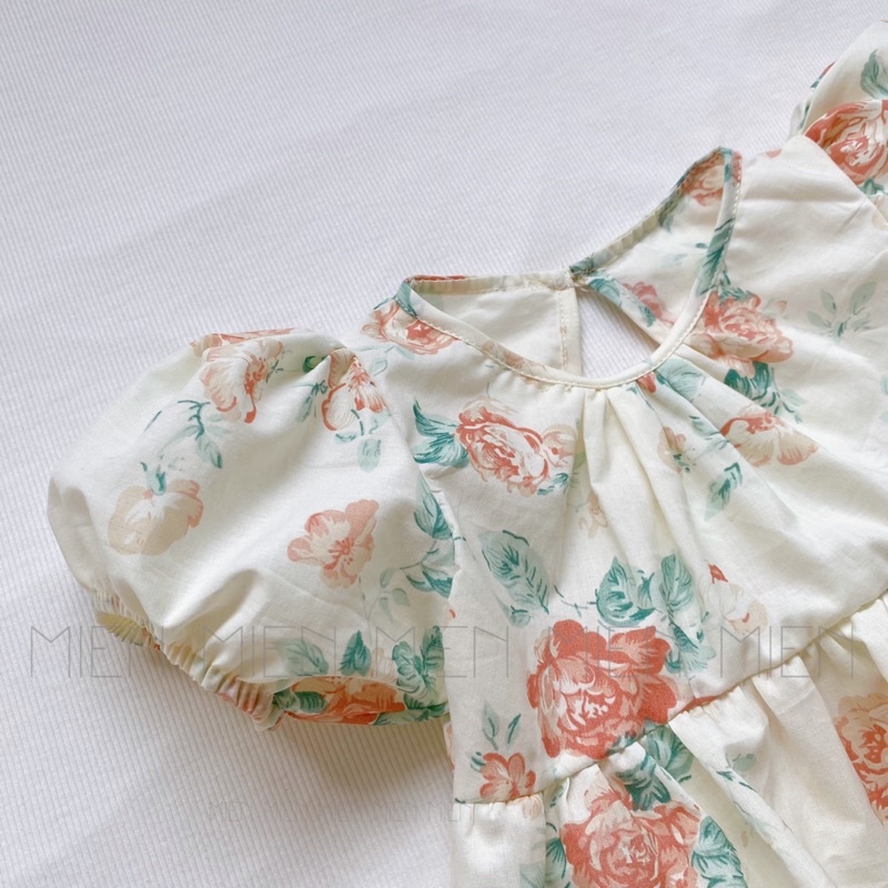 (R10) Bodysuit cổ nhún tay bồng cho bé gái MIEN