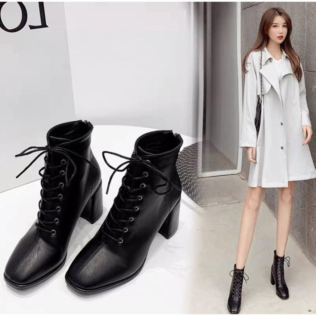 Bốt nữ,bốt da công sở nhiều dây khóa sau 2 màu siêu đẹp