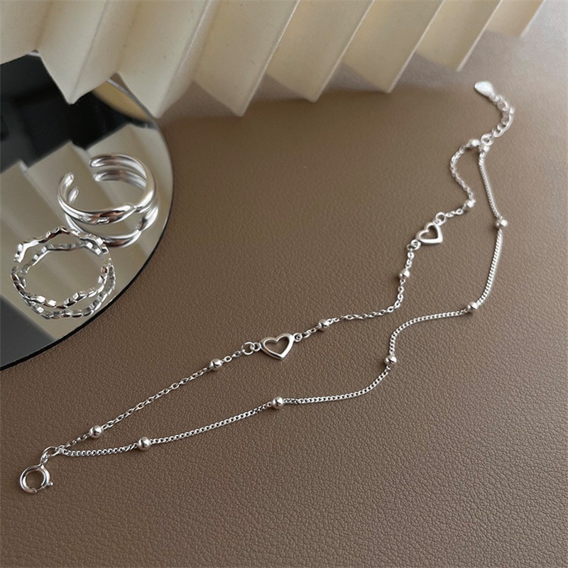 Vòng tay hợp kim mạ bạc hình trái tim xinh xắn cho nữ