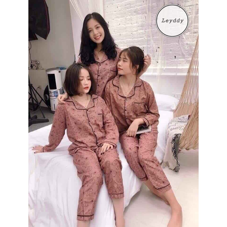 Bộ Pijama Nữ Dài Tay Thu Đông Chất Kate Thái Mềm Mát Loại 1 Không Xù FreeSize (45 – 65kg) – Leyddy. | BigBuy360 - bigbuy360.vn