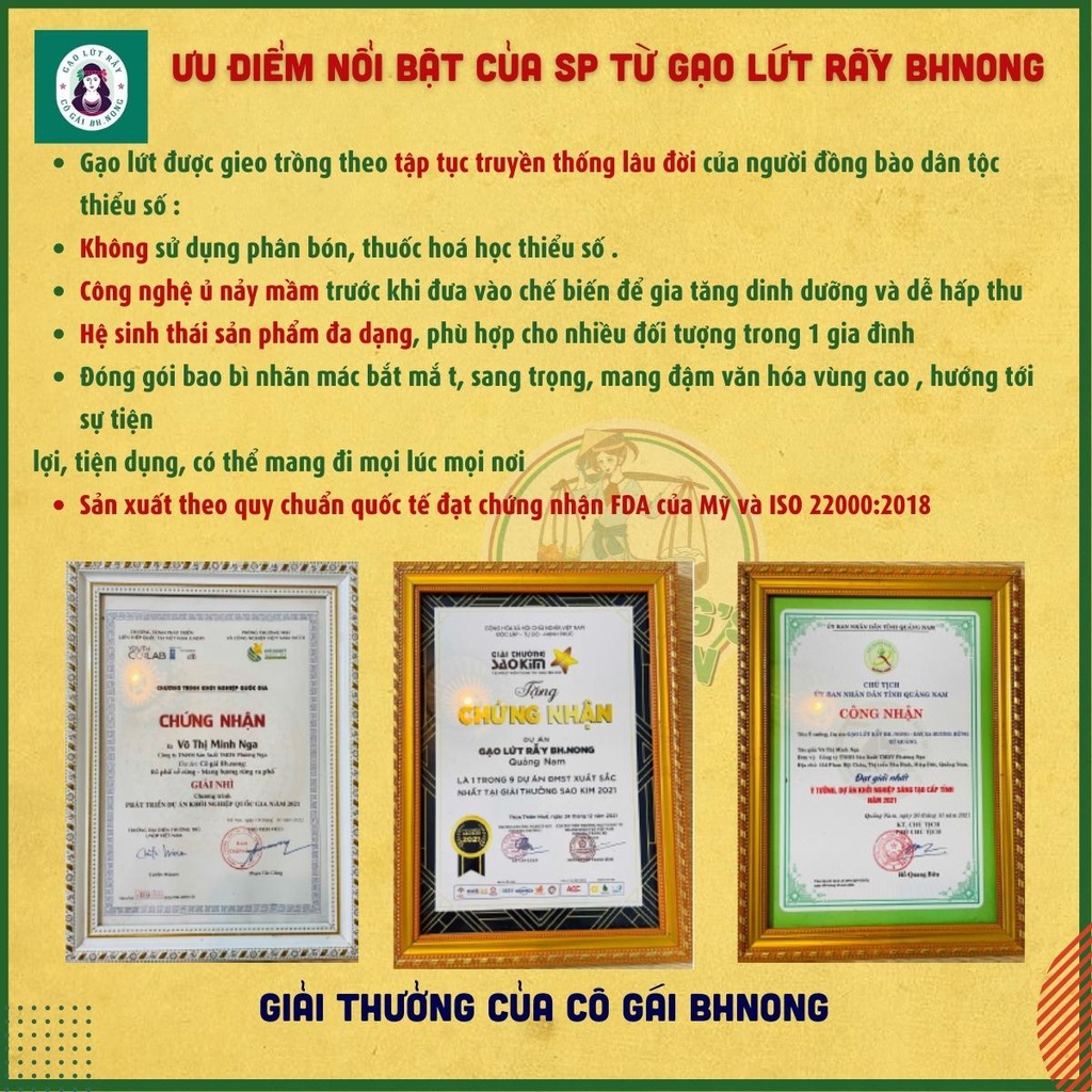 Bánh Mầm Gạo Lứt Ăn Kiêng Bhnong Giảm Cân Thực Dưỡng Hộp 250g
