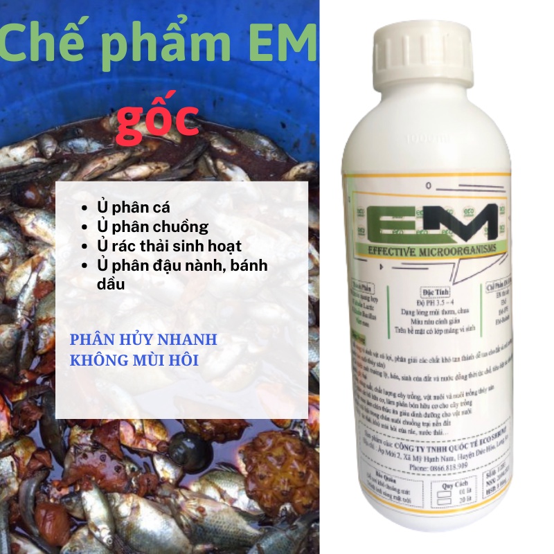 Men vi sinh EM gốc - Ủ phân cá, đỗ tương, dịch chuối, xử lý rác thải hữu cơ Không Mùi Hôi - Làm phân bón cây trồng