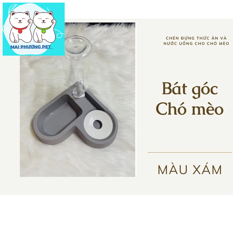 Bát Góc tường , bát tự động cho thú cưng , bát cho chó mèo ăn uống có kèm bình nước