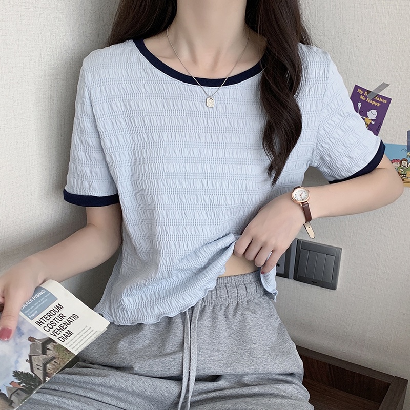 Áo Chiffon Tay Ngắn Dáng Rộng Phong Cách Pháp Thời Trang Mùa Hè Xinh Xắn Cho Nữ