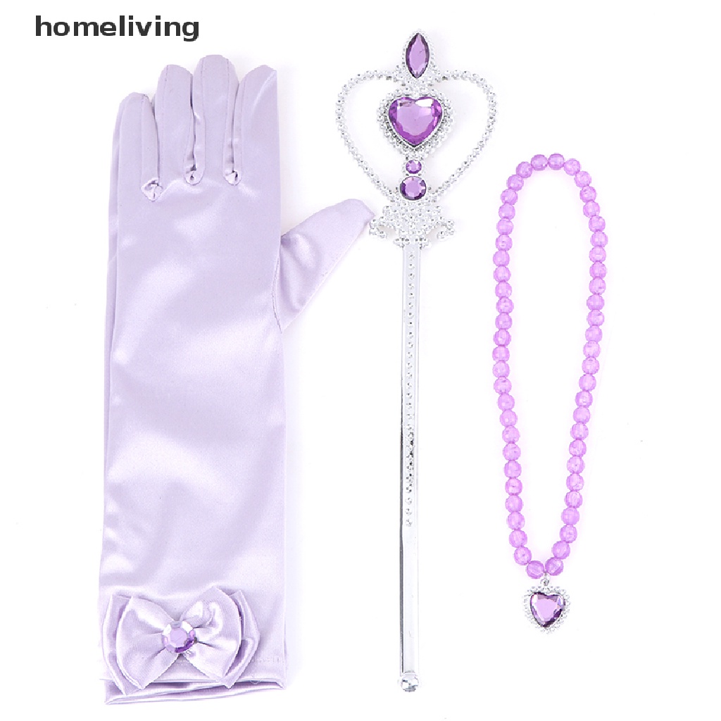 Set 6 Phụ Kiện Làm Đẹp Cho Bé Gái Gồm Vòng cổ, Đôi Găng Tay, Vương Miện Công Chúa