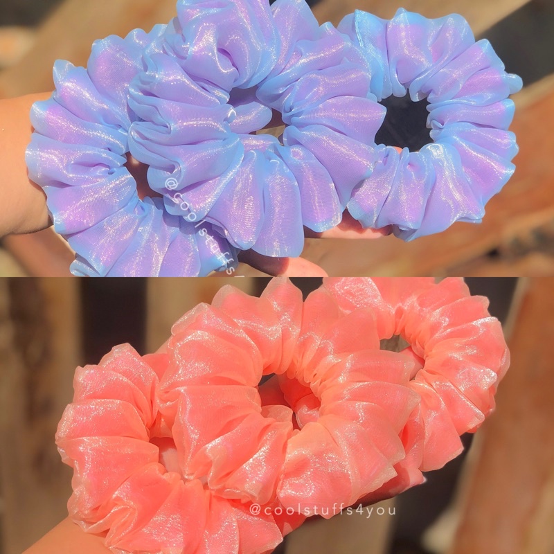 Đồ buộc tóc scrunchies voan phồng 2 lớp thiết kế