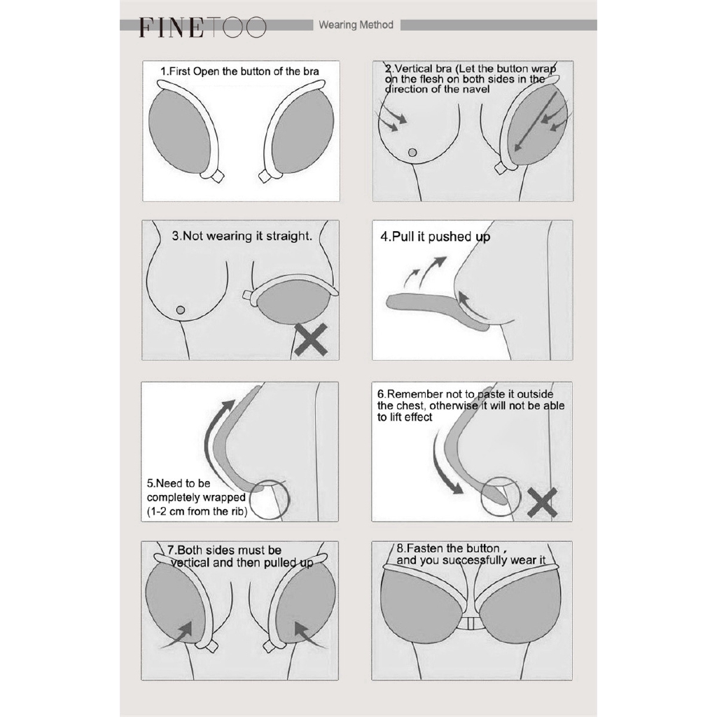 Áo ngực FINETOO không dây cài trước màu đen / be cho nữ