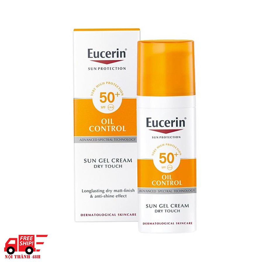 Kem Chống nắng SPF 50+ danh cho da mụn, bị mụn trứng cá Eucerin Sun Gel-Creme oil control Dry Touch SPF50+