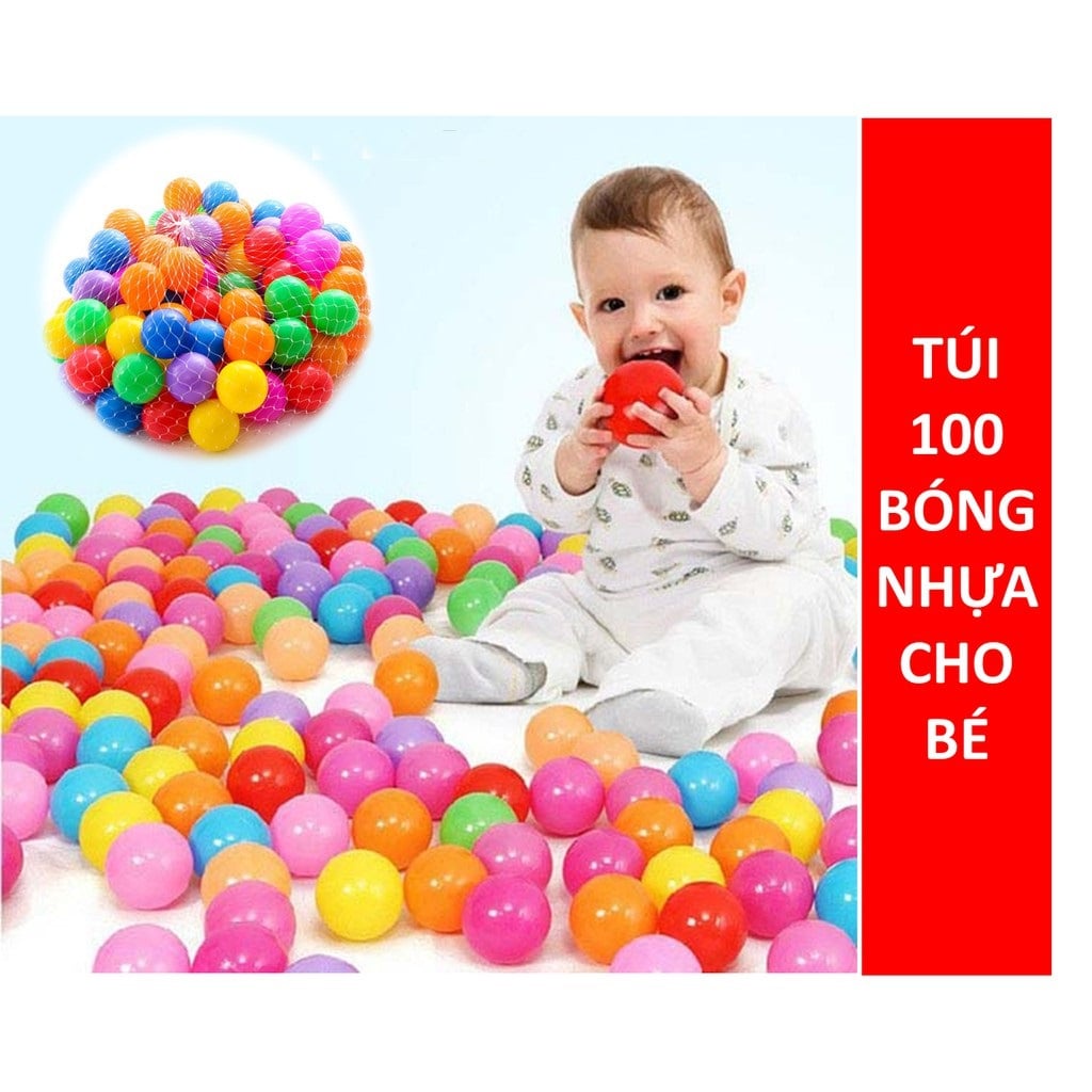 [new]TÚI 100 BÓNG NHỰA MỀM PHỤ KIỆN NHÀ BÓNG AN TOÀN CHO BÉ[sale]