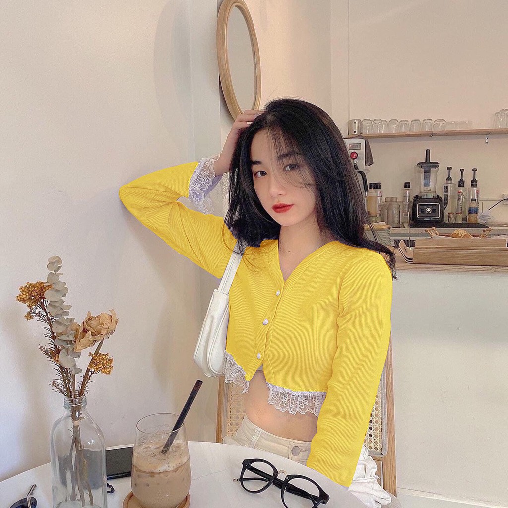 [HÌNH THẬT] ÁO CROPTOP GIẢ KHOÁC NHẸ DÀI TAY CO GIÃN CỔ TIM - ÁO KIỂU CRT ULZANG HOT GIRL TRƠN BASIC GÀI NÚT 4
