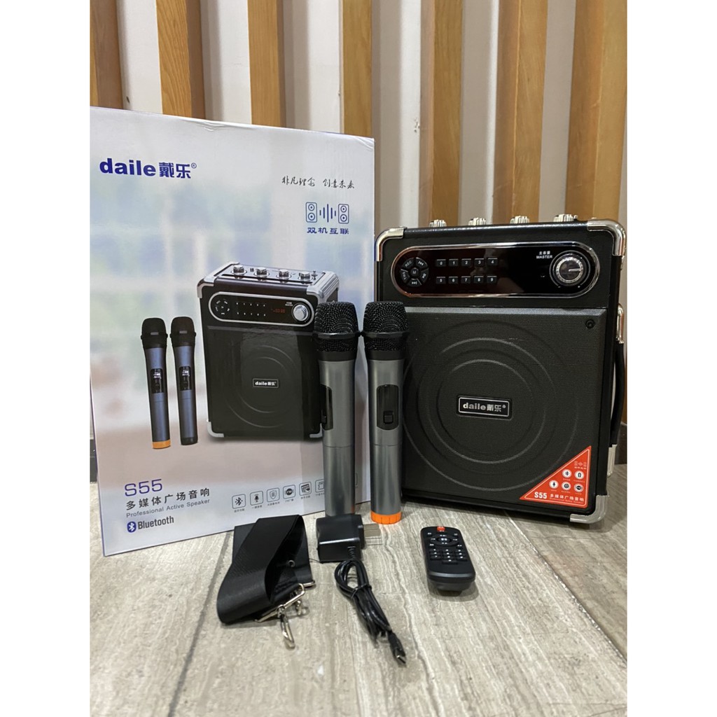 Loa Bluetooth Karaoke DAILE S55 (Kèm 2 micro không dây)