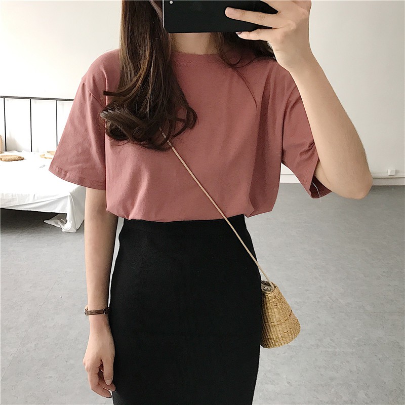 Áo Thun Nữ ❣️UNISEX❣️ Áo Thun Trơn Basic Tay Lỡ Nữ Form Rộng Dáng Dài Oversize TTA240