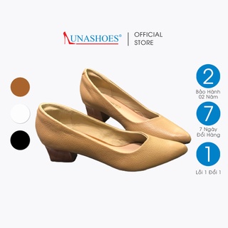 Cao gót nữ 3p Lunashoes 9012 giầy da bò thật cho mẹ bảo hành 24 tháng vnxk guốc búp bê mềm đi êm chân