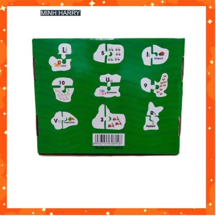 Bộ Đồ Chơi Ghép Hình Tư Duy 2 Mảnh SHAPES PUZZLE- 72 PUZZLE- Giúp bé Học Chữ Cái, Chữ Số- Hàng Việt Nam