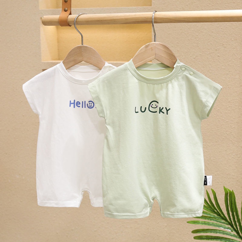 Bộ Áo Liền Quần Tay Ngắn Dễ Thương Thời Trang Mùa Hè Cho Bé Trai Sơ Sinh