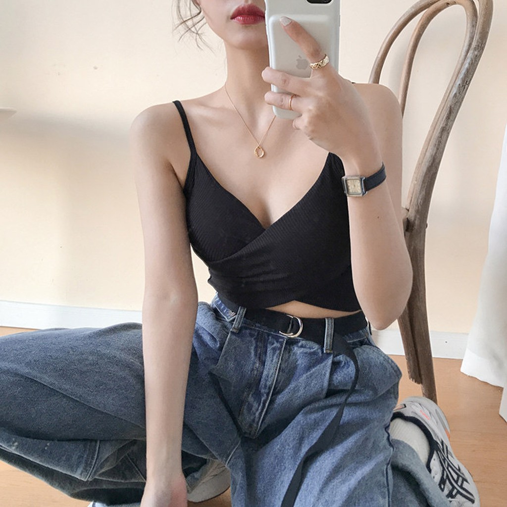 Áo Bra Tập Gym [ÁO CROPTOP] Thun Tăm Xoắn Ngực Cá Tính